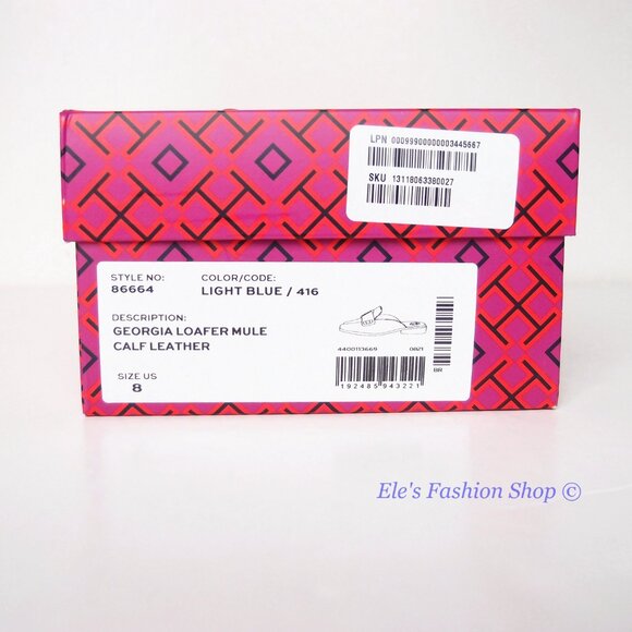 NIB Tory Burch Georgia Backless Leather Loafer Mule Blue US 7.5 8 8.5 AUTHENTIC - Picture 5 of 16